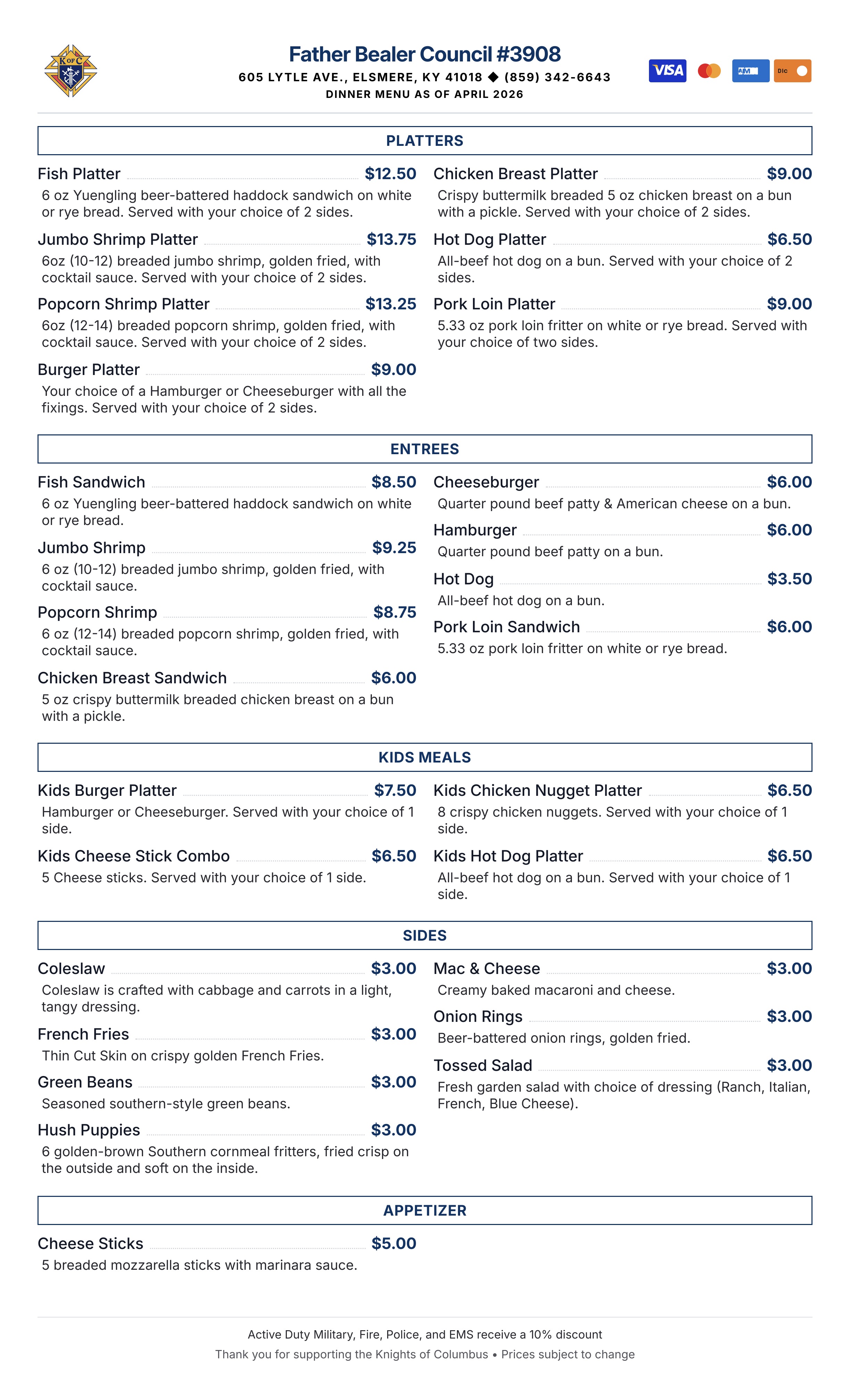 Dinner Menu Apr 2026